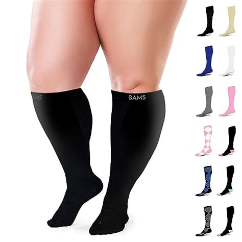 Bams Plus Size Compression Socks Wide Calf For Women Men Xxl Xxxl