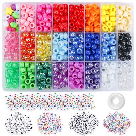 Dicobd Pcs Pony Beads Kit Plastic Beads And Letter Beads