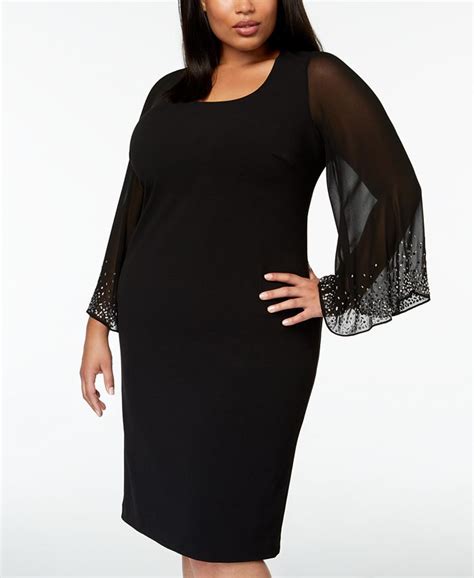 Calvin Klein Plus Size Embellished Chiffon Sleeve Dress Macy S