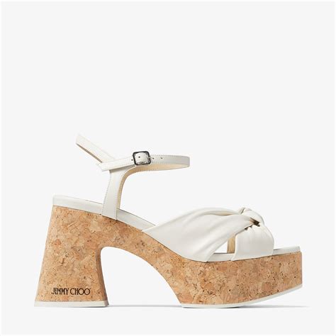 Heloise Wedge 95 Latte Nappa Leather Platform Sandals JIMMY CHOO