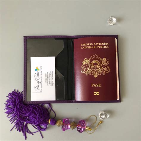 Purple Passport Cover With Gold Oriental Ornament Leather Etsy