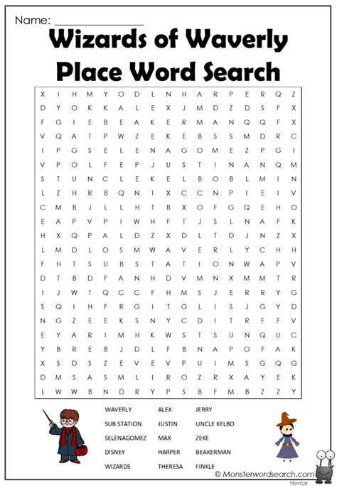 Wizards Of Waverly Place Word Search Monster Word Search