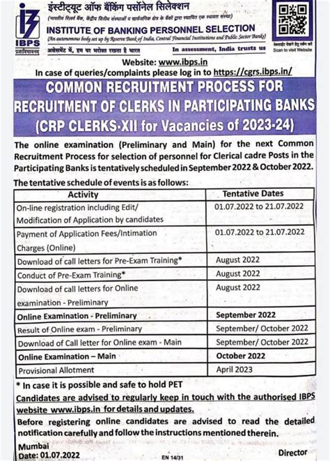 Ibps Clerk Recruitment 2022 Clerk Post Various Vacancy Apply Online