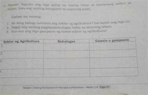 C Panuto Sagutin Ang Mga Gabay Na Tanong Studyx