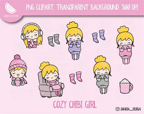 Blonde Cozy Chibi Girl Clipart Chibi Girl Personal And Commercial