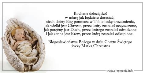 Adne Yczenia Na Chrzest Od Matki Chrzestnej