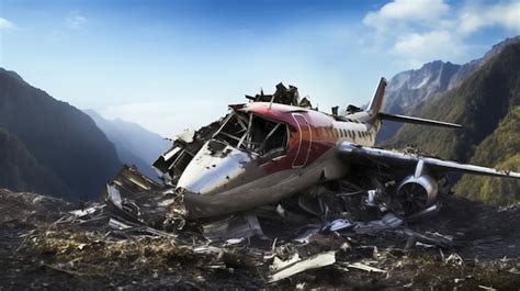 Premium AI Image | Dramatic plane crash on mountain airplane emergency accident concept