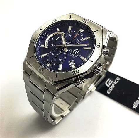 Men S Casio Edifice Sapphire Crystal Steel Chronograph Watch Efb D B