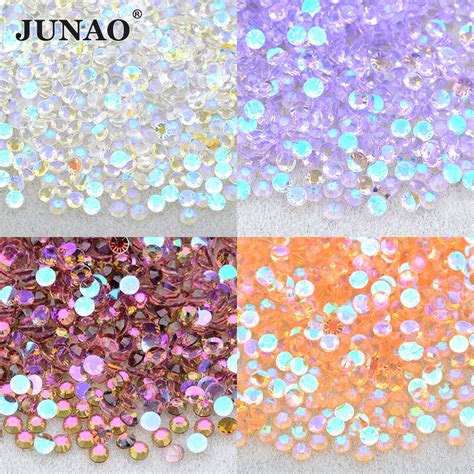 Junao 3mm Aurora Branco Redondo Strass Flatback Resina Strass Arte Do