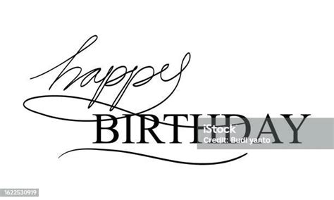 Happy Birthday Phrase Simple Text Hand Lettering Calligraphy Stock