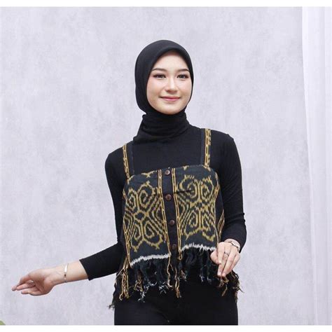 Tanktop Ronce Tenun Ikat Asli Outer Tenun Cardigan Tenun Vest Tenun Outer Tanpa Lengan