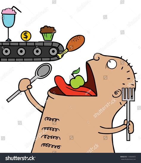 Man Starving Eat Everything Stock Vector 114660835 Shutterstock