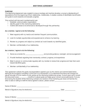 Fillable Online How To Create A Mentoring Agreement Free Templates