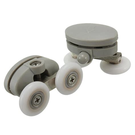 Hhtl 4x 23mm Heavy Duty Twin Topbottom Shower Door Wheels Rollers Runners Bathroom Gray In Door