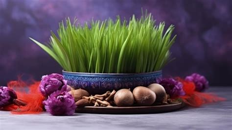 Celebrar La Renovaci N Con La Hierba De Trigo Germinada Feliz Nowruz Un