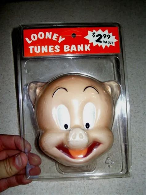 Rare Vintage Porky Pig Warner Bros Looney Tunes Coin Piggy Bank New Old