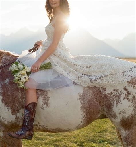 Gorgeous Bride In Wedding Dress Riding A Horse Bridals Photography