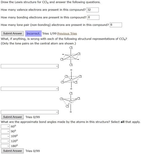 Solved Draw The Lewis Structure For Ccl4 And Answer The Following Questions How Many Bonding