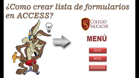 CREACIÓN DE LISTA DE FORMULARIOS EN ACCESS PASO A PASO YouTube