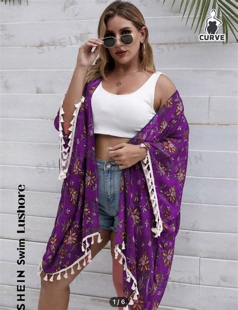 New! Purple Floral Lightweight Sheer Kimono Swimsuit Cover Up w Boho