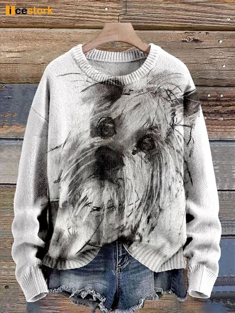 Funny Dog Art Print Pullover Sweater - Icestork