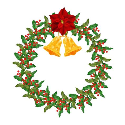 Premium Vector Christmas Wreath Colorful Poinsettia Flower Vector