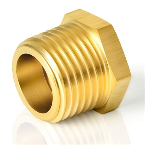 5pcs Brass Reducer Hex Bushing Threaded Pipe Fitting 3 4 Npt Male X 3 8 Npt