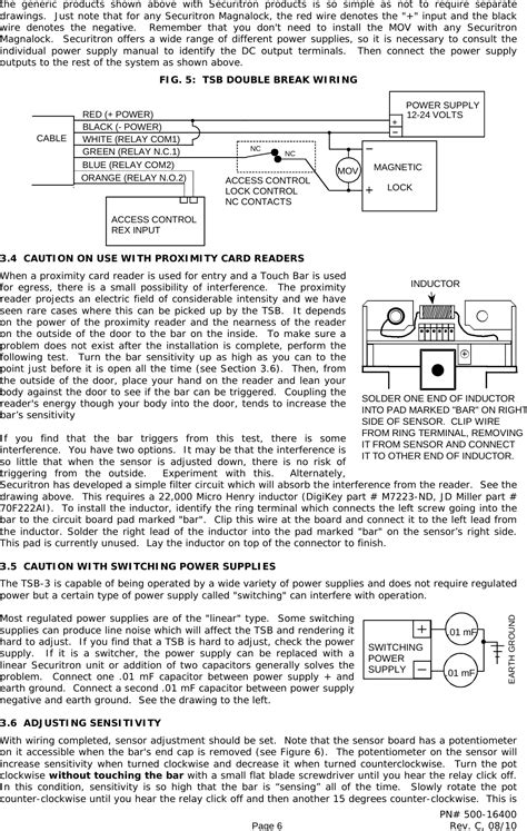 Securitron Tsb 3 Series 500 16400c Installation And Operation Instructions Io 16400 20c