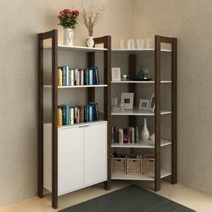 Conjunto 2 Estantes Para Livros Biblioteca De Canto E Linear 2 Portas