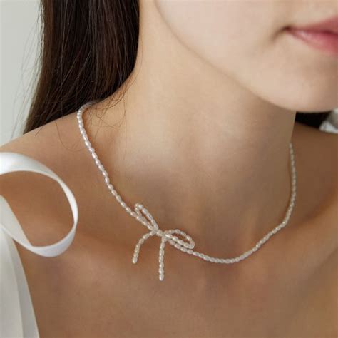 Musinsa Tatiana Silver Freshwater Pearl Ribbon Necklace Nz