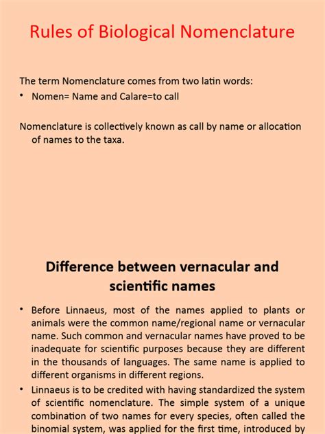 Rules of Biological Nomenclature | PDF | Taxonomy (Biology) | Genus