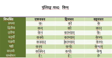 kim shabd roop  sanskrit