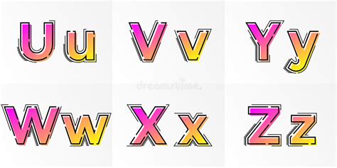 Alphabet Letters V Y W X Y Z Vector Font Gradient Color Stock Vector Illustration Of Flat