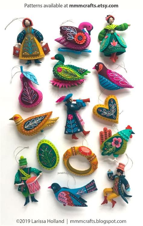 12 Days Of Christmas Felt Ornament Diy Kit Felt Ornaments Felt Christmas Ornaments Felt