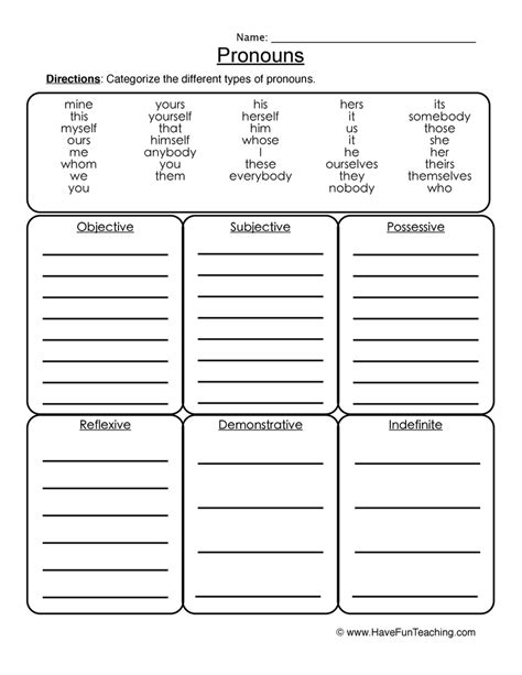 Pronoun Worksheets | Have Fun Teaching