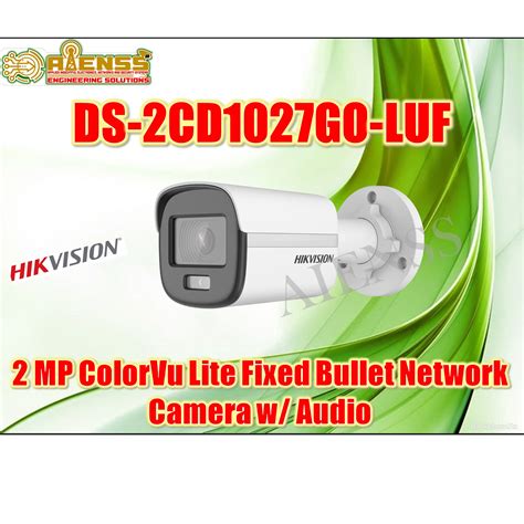 DS 2CD1027G0 LUF 2 MP ColorVu Lite Fixed Bullet Network Camera W Audio