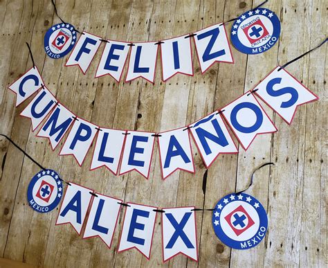 Estandarte de cumpleaños de cruz azul decoraciones de fútbol fútbol