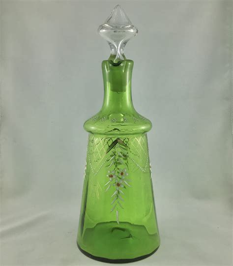 Victorian Hand Blown And Painted Glass Decanter Islington Antiques