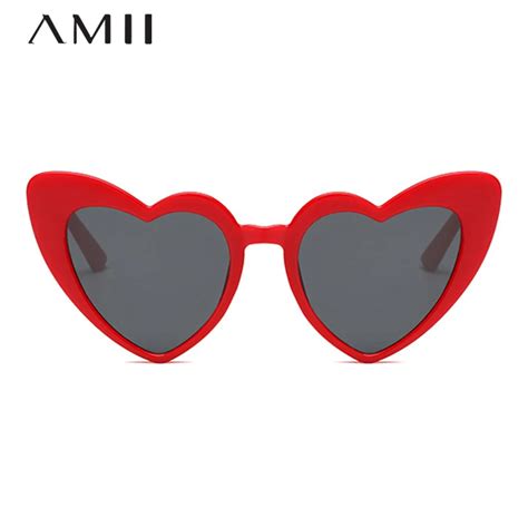 Amii Heart Sunglasses Women Brand Designer Cat Eye Sun Glasses Retro