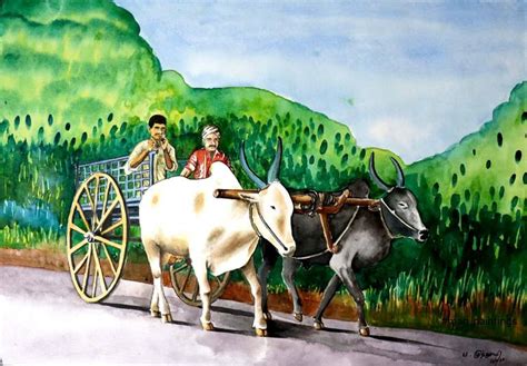 Bullock Cart Painting by MAG Paintings | Saatchi Art