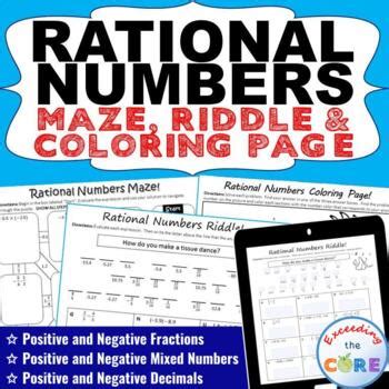 RATIONAL NUMBERS Maze Riddle Color By Number Coloring Page Math Activity