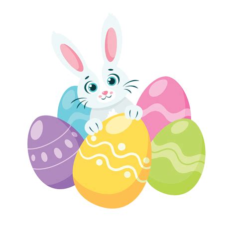 AI Generated Easter Eggs Rabbit Clipart PNG Image Cartoon Easter