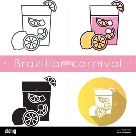 Caipirinha Icons Set Linear Black And RGB Color Styles Brazilian