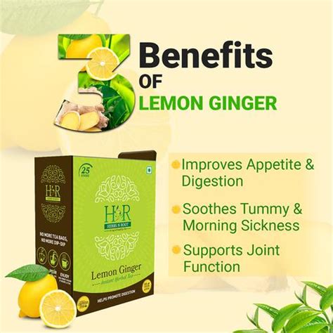 Buy Herbs N Root Lemon Ginger Instant Herbal Tea Promotes Digestion