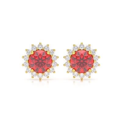 Boucles D Oreilles Aden Or Jaune Rubis Et Diamant Grs Maty