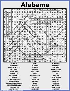 Alabama Word Search By Jennifer Olson Educational Resources TPT