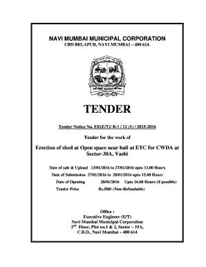 Fillable Online Nmmc Maharashtra Etenders B 1 15 16 121 Doc Nmmc