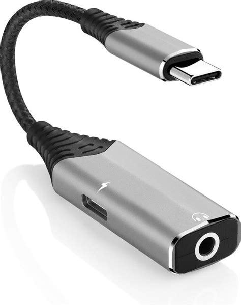 PEPPER JOBS 2 In 1 USB C Male Naar USB C Laadpoort AUX 3 5mm Jack Hub