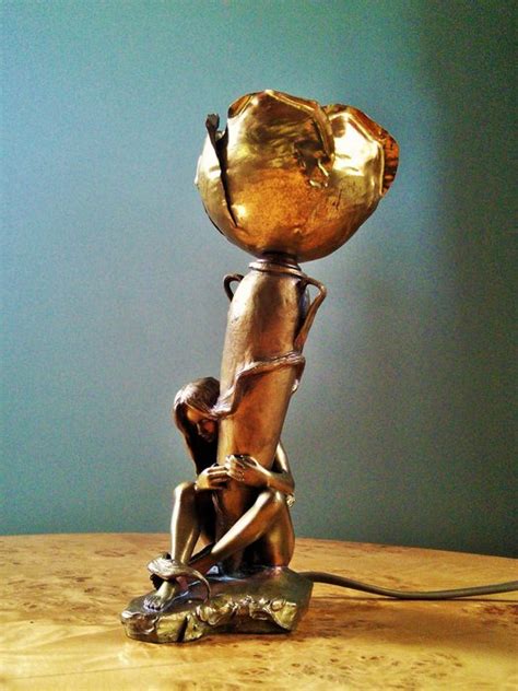 Bronze Art Nouveau lamp Naked woman naïade with flowing Catawiki