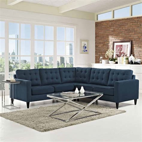 Modway Empress Piece Fabric Sectional Sofa Set Azure Mw Eei